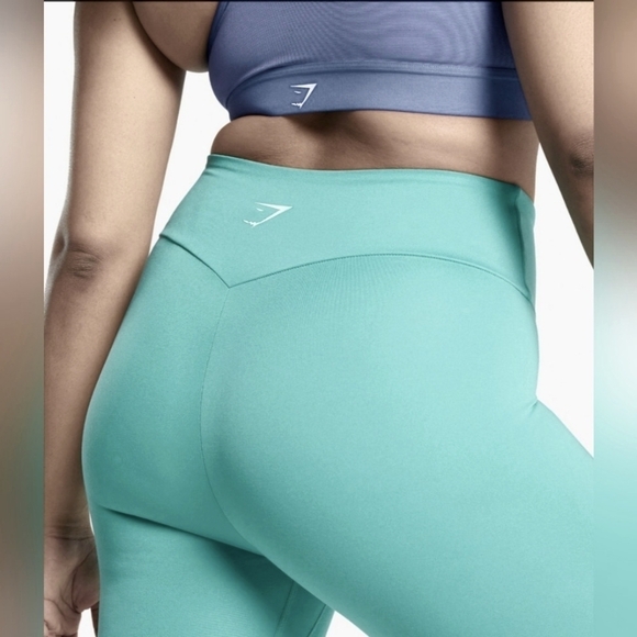 EUC Gymshark Training Cropped High-Waist Legging Capri Teal Women Xlarge - Picture 2 of 15